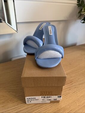 Steve Madden Light Blue Patent Slide Mules
